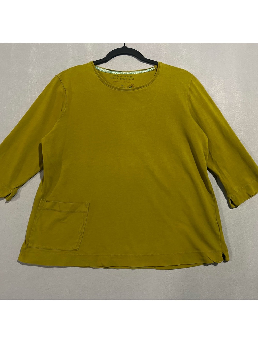 Gudrun Sjoden Top Women’s Medium Green Organic Cotton Pocket Lagenlook Boho - Picture 2 of 11